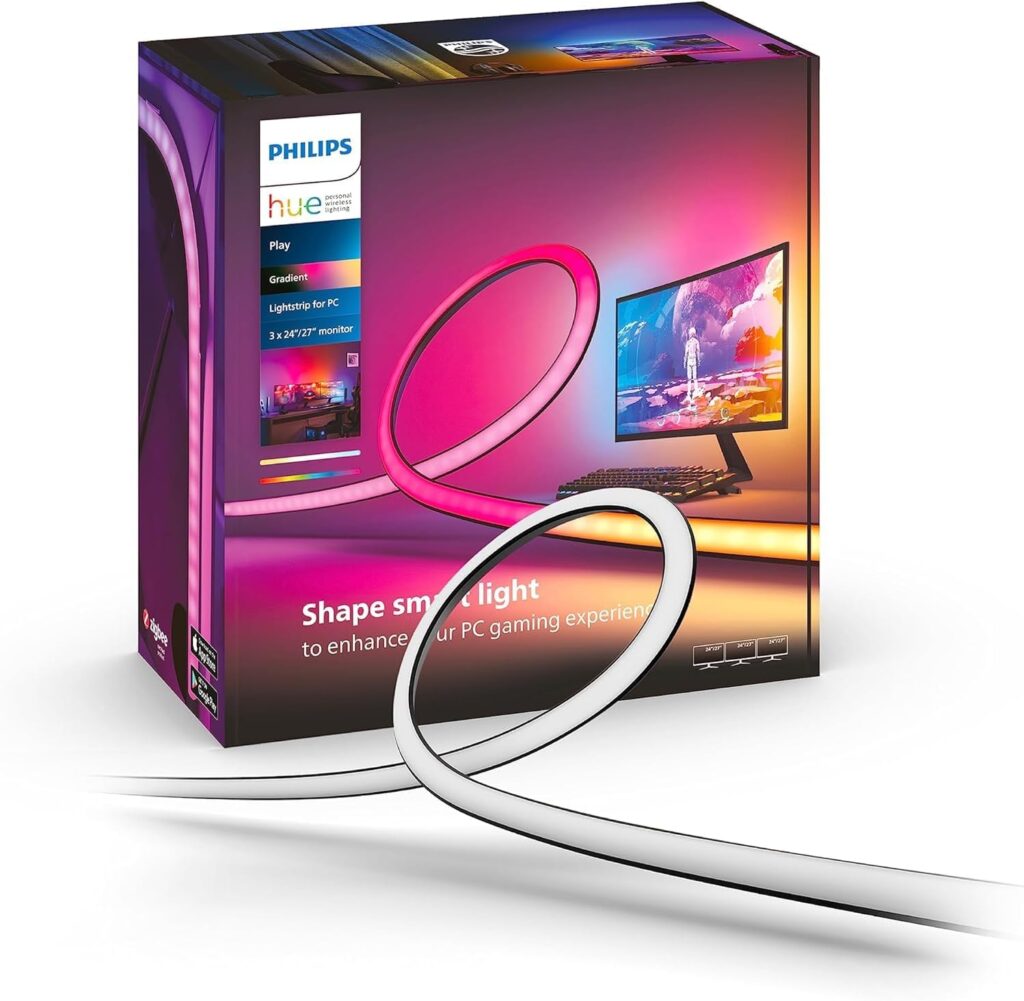 Luces LED con IA: rutinas personalizadas para tu hogar inteligente 1 Philips Hue Tira de luz LED inteligente para PC de 24 a 27